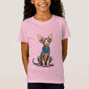 Camiseta Ilustración de dibujos animados de un gato Sphynx
