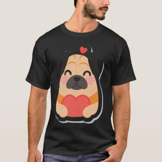 Camiseta Ilustración de dibujos animados de un pug sostenie