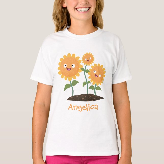 Camiseta Ilustración de dibujos animados sonrientes de gira (Anverso)