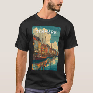 Camiseta Ilustración de Dinamarca Arte de Viaje Vintage