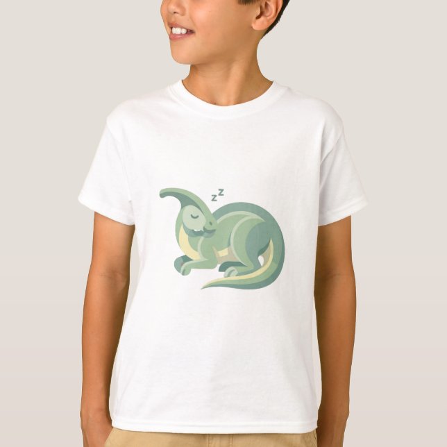 Camiseta Ilustración de Dinosaurio Lindo Durmiendo | Pasado (Anverso)