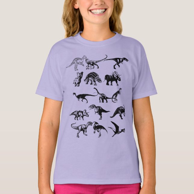 Camiseta Ilustracion de dinosaurios variados (Anverso)