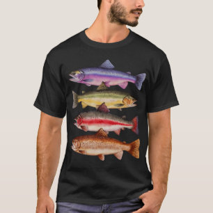 Camiseta Ilustración de diseño de especies de truchas acuar