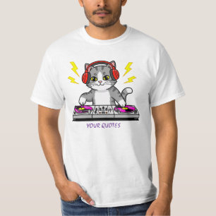 Camiseta Ilustración de DJ Gato Dibujos Animados - Amante d