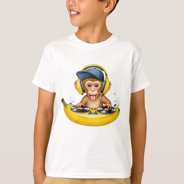 Camiseta Ilustración de DJ mono lindo (Anverso)