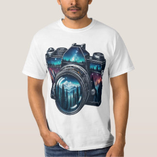 Camiseta Ilustración de doble exposición de cámara vintage