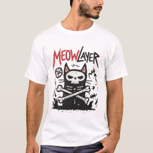 Camiseta Ilustración de Doodle de Gato Metal Meowlayer