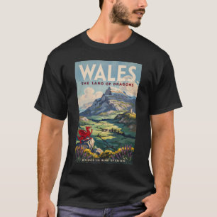 Camiseta Ilustración de dragón de Gales Arte de viaje vinta
