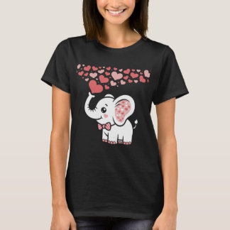 Camiseta Ilustración de elefante lindo con corazones