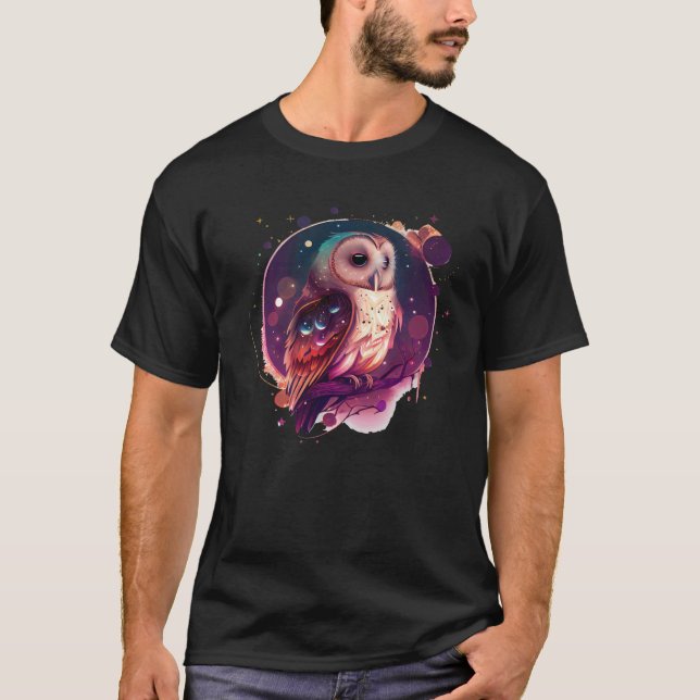 Camiseta Ilustración de elementos celestes de búho lindo (Anverso)