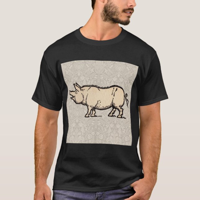 Camiseta Ilustracion de época de cerda de cerdo (Anverso)