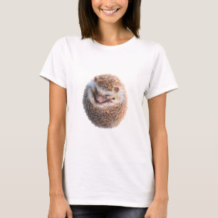 Camiseta Ilustración de erizo rizado durmiendo mujeres