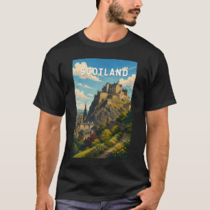 Camiseta Ilustración de Escocia Reino Unido Arte de Viaje