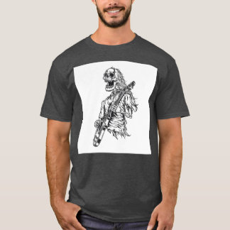 Camiseta Ilustracion de esqueleto tocando guitarra