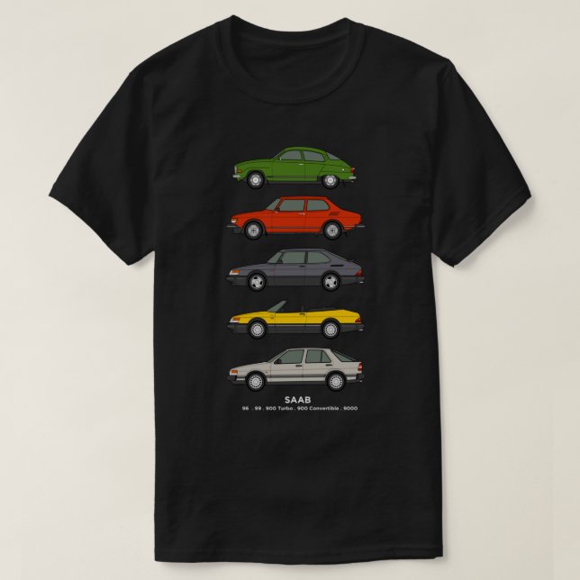 Camiseta Ilustracion de esquema de carro Saab (Diseño del anverso)