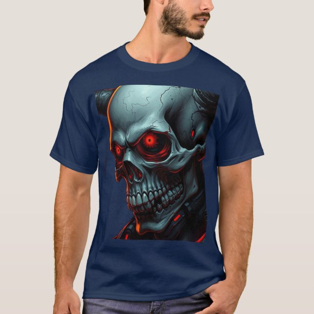 Camiseta Ilustración de estilo de cómic de cráneo Arte de f (Anverso)