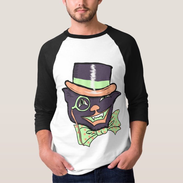 Camiseta Ilustracion de estilo de época de gato de Hallowee (Anverso)