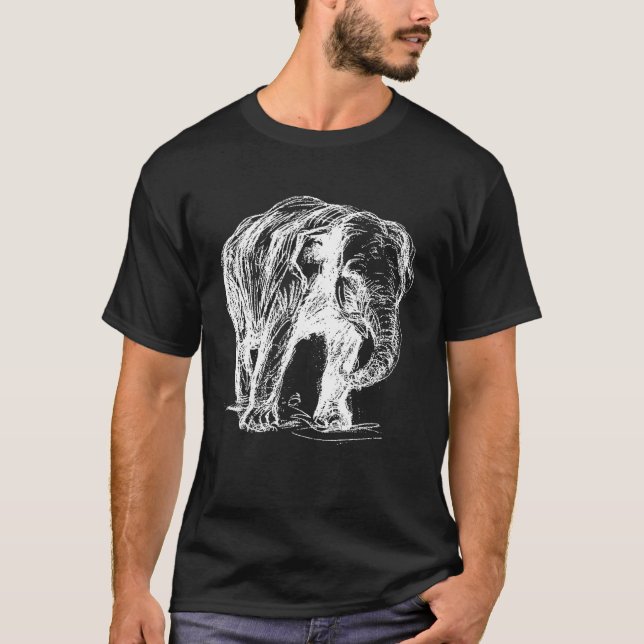 Camiseta Ilustracion de estudio del elefante blanco sobre n (Anverso)