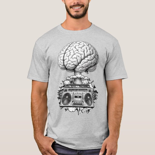 Camiseta Ilustración de explosión cerebral Ghettoblaster (Anverso)