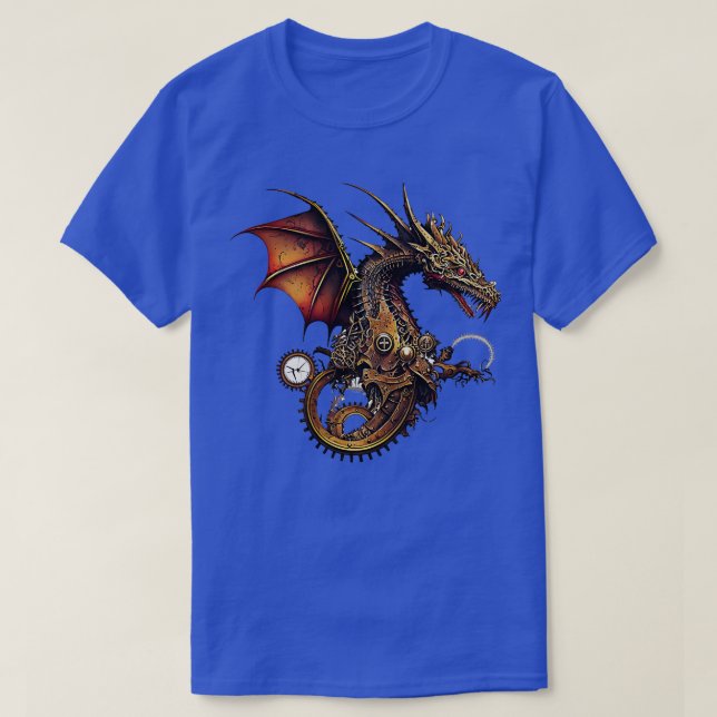 Camiseta Ilustracion de fantasía de Steampunk Dragon (Diseño del anverso)