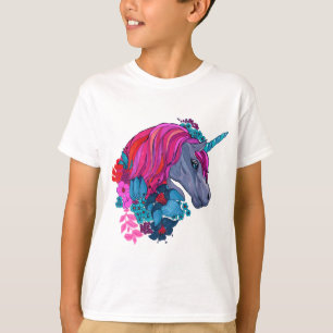 Camiseta Ilustracion de fantasía de Unicornio violeta