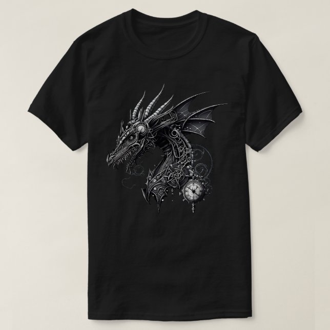 Camiseta Ilustracion de fantasía Steampunk Dragon 1 (Diseño del anverso)