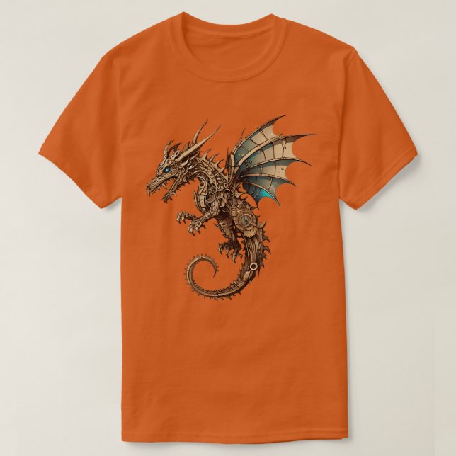 Camiseta Ilustracion de fantasía Steampunk Dragon 3 (Diseño del anverso)