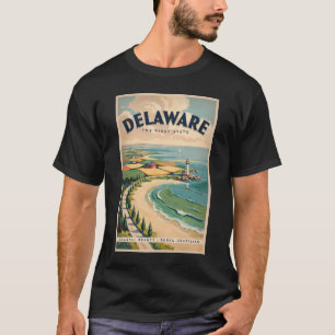 Camiseta Ilustración de faro de Delaware Arte de viaje retr