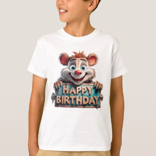 Camiseta Ilustración de Feliz Cumpleaños de Dibujos Animado