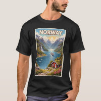 Ilustración de fiordo de Noruega Arte de viaje vin