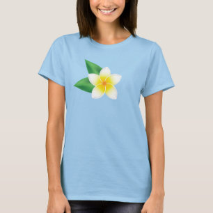 Camiseta Ilustracion de Flor Tropical Frangipani Blanco