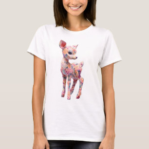 Camiseta Ilustración de Floral Cierva Flor Mujeres