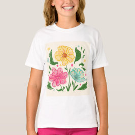 Camiseta Ilustracion de flores coloridas y caprichosas - Di