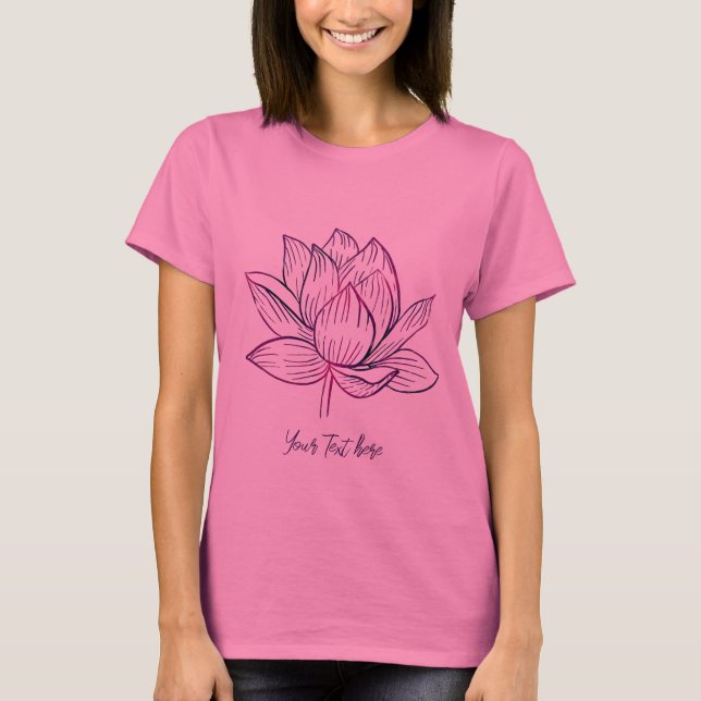 Camiseta Ilustracion de flores de Lotus oscuro morado perso (Anverso)