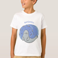 Ilustracion de foca feliz y personalizado azul de 