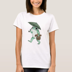 Camiseta Ilustración de Frog Cottagecore recogiendo setas