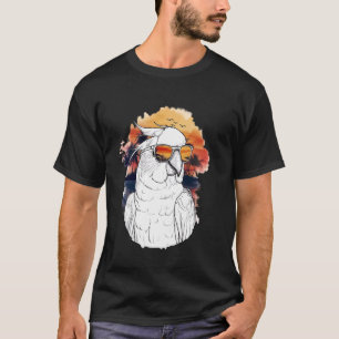 Camiseta Ilustración de Gafas de Sol de Pájaro Cacatúa Acua
