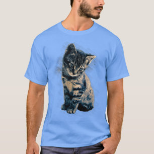 Camiseta Ilustracion De Gatito Aesético De Gatito Para