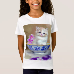 Camiseta Ilustracion de gatito blanco vintage