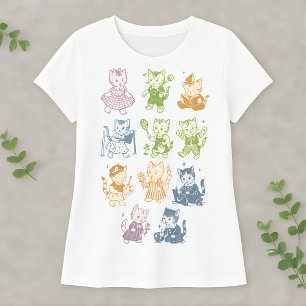 Camiseta Ilustración de gatito retro lindo Vintage Kawaii