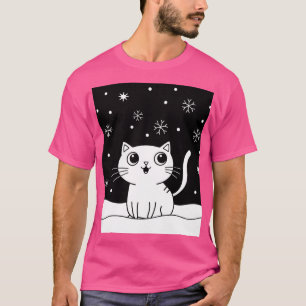 Camiseta Ilustracion de gato blanco y negro