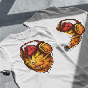 Camiseta Ilustracion de gato con audífonos