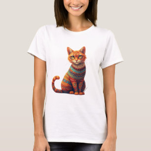 Camiseta Ilustración de gato con patrón lindo estilo arte p