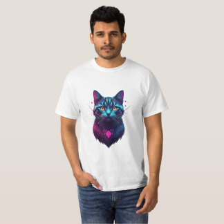 Camiseta Ilustración de gato cósmico de neón