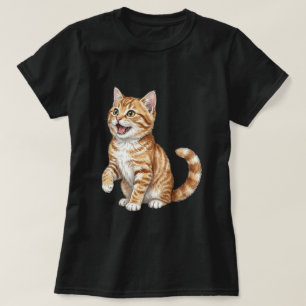 Camiseta Ilustración de gato de acuarela de gatito atigrado