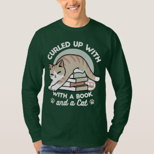 Camiseta Ilustracion de Gato de Amante de Libros - Curva y 