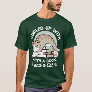 Camiseta Ilustracion de Gato de Amante de Libros - Curva y 