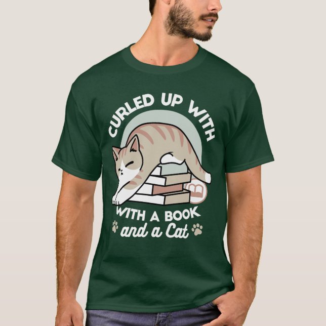 Camiseta Ilustracion de Gato de Amante de Libros - Curva y  (Anverso)