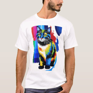 Camiseta Ilustración de gato de arte pop vibrante