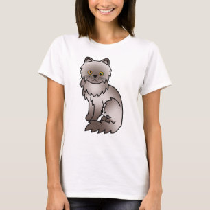 Camiseta Ilustración de gato de dibujos animados lila persa